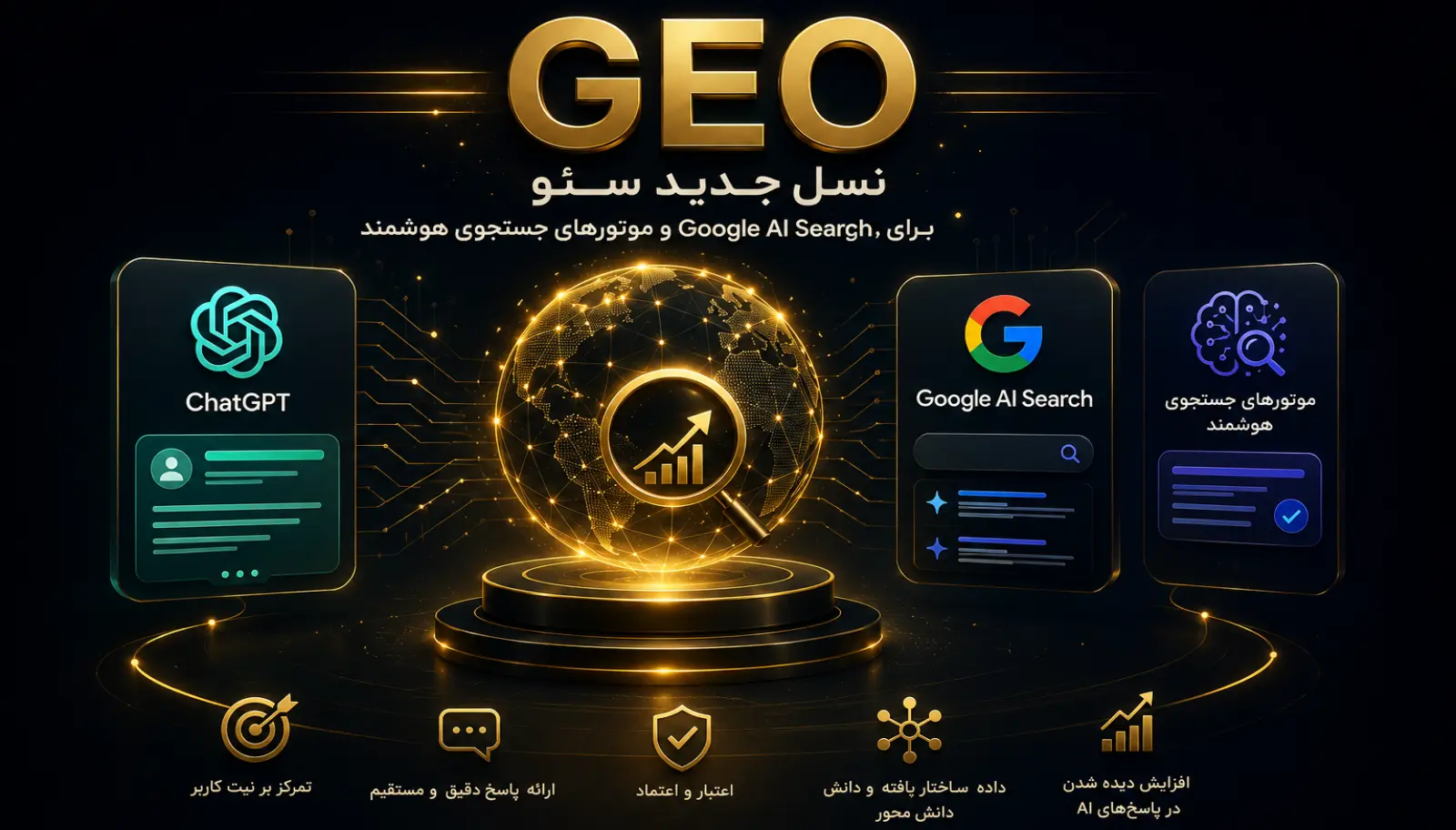 GEO چیست؟ نسل جدید سئو برای ChatGPT، Google AI Search و موتورهای جستجوی هوشمند